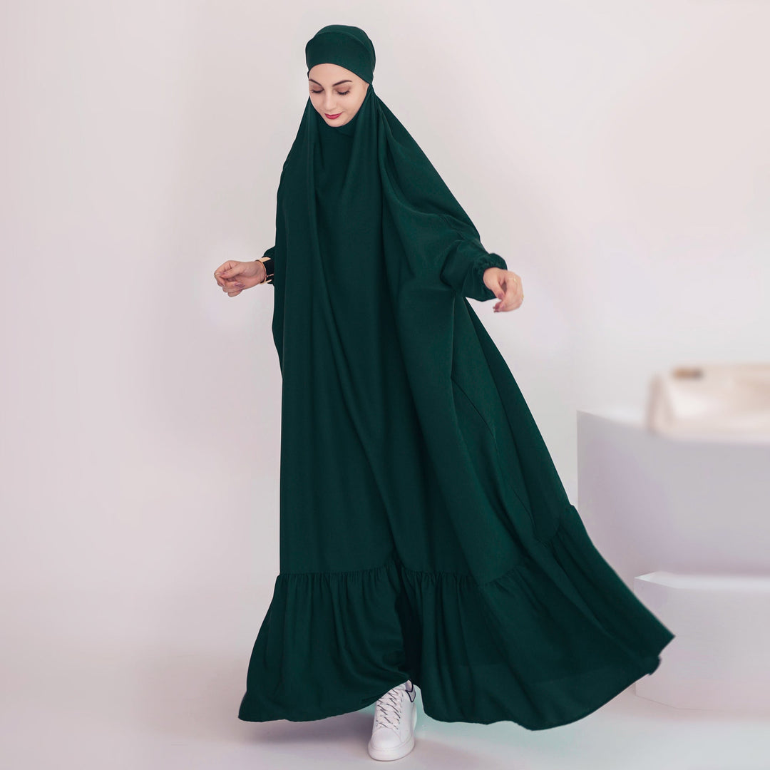 Get trendy with Anissa Jilbab - Hunter - Dresses available at Voilee NY. Grab yours for $74.90 today!