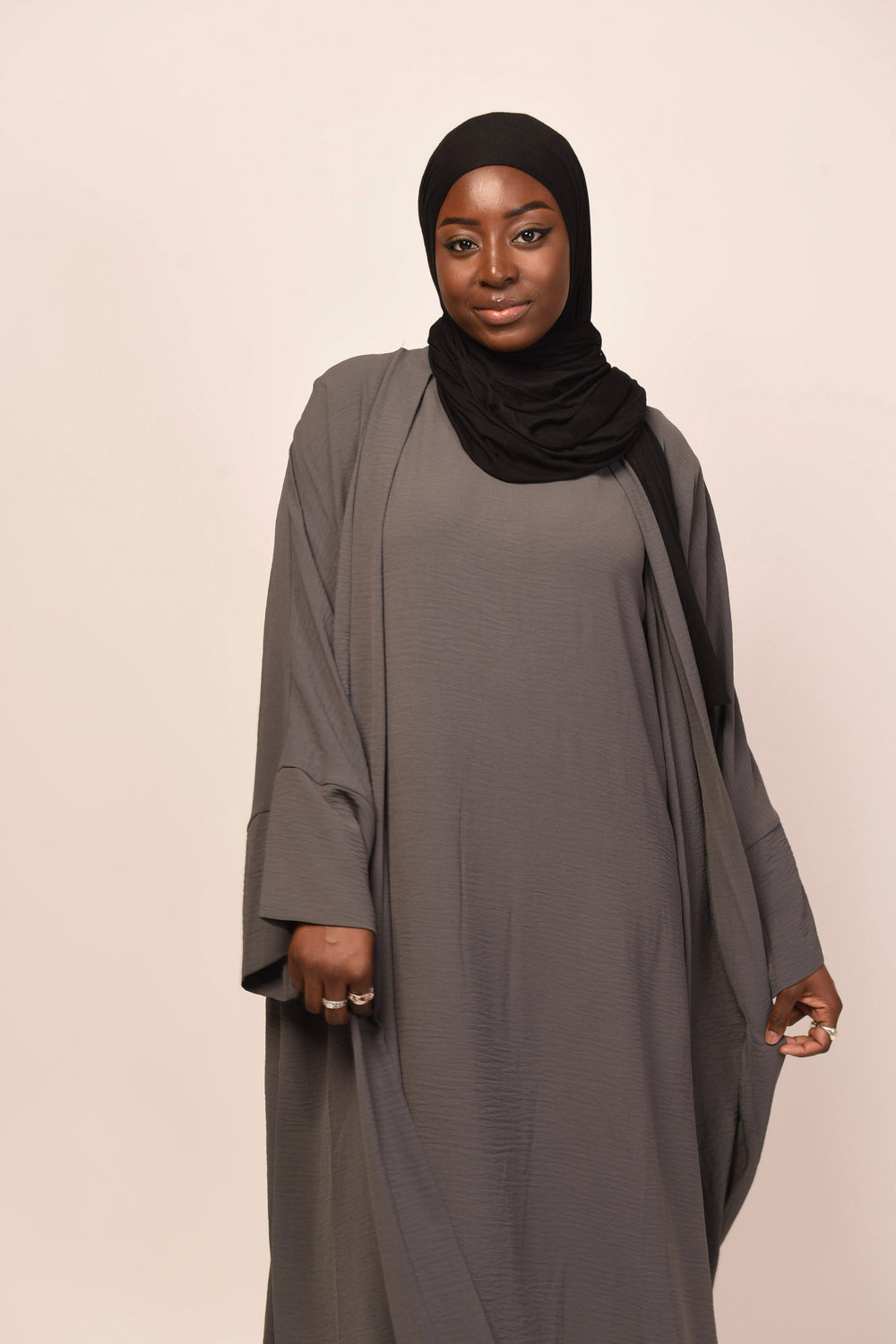 Get trendy with Lea 2-Piece Abaya Set - Gray (As is) -  available at Voilee NY. Grab yours for $54.90 today!