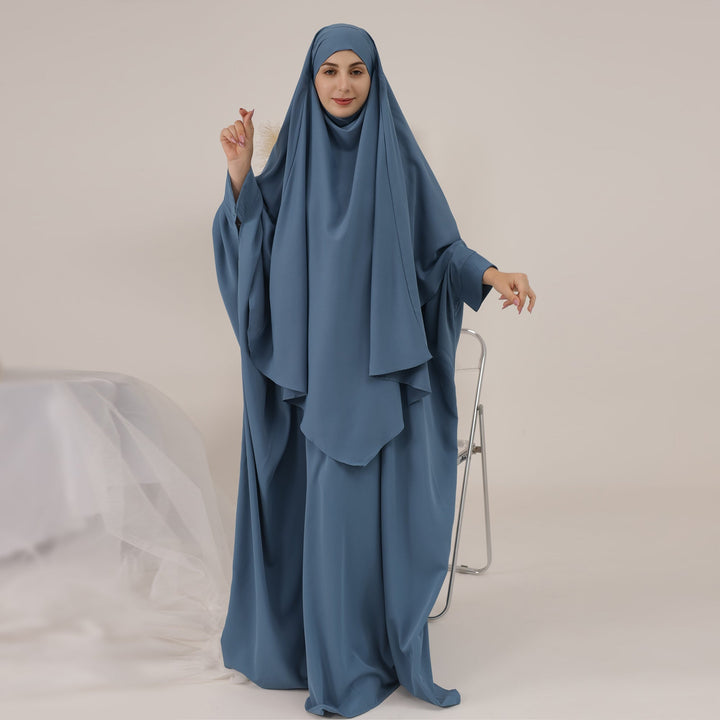 Get trendy with Amira Abaya Set - Teal - Dresses available at Voilee NY. Grab yours for $74.90 today!