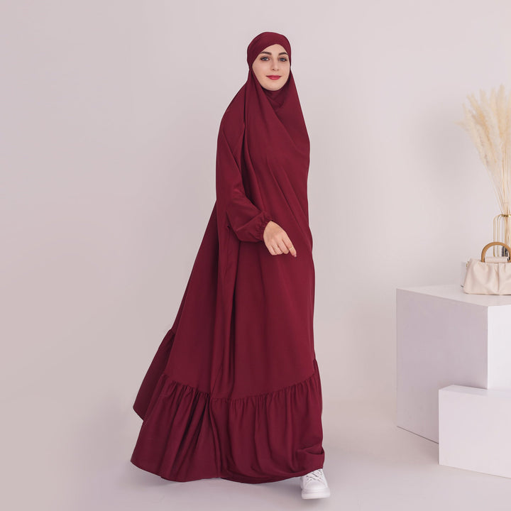 Get trendy with Anissa Jilbab - Red - Dresses available at Voilee NY. Grab yours for $74.90 today!