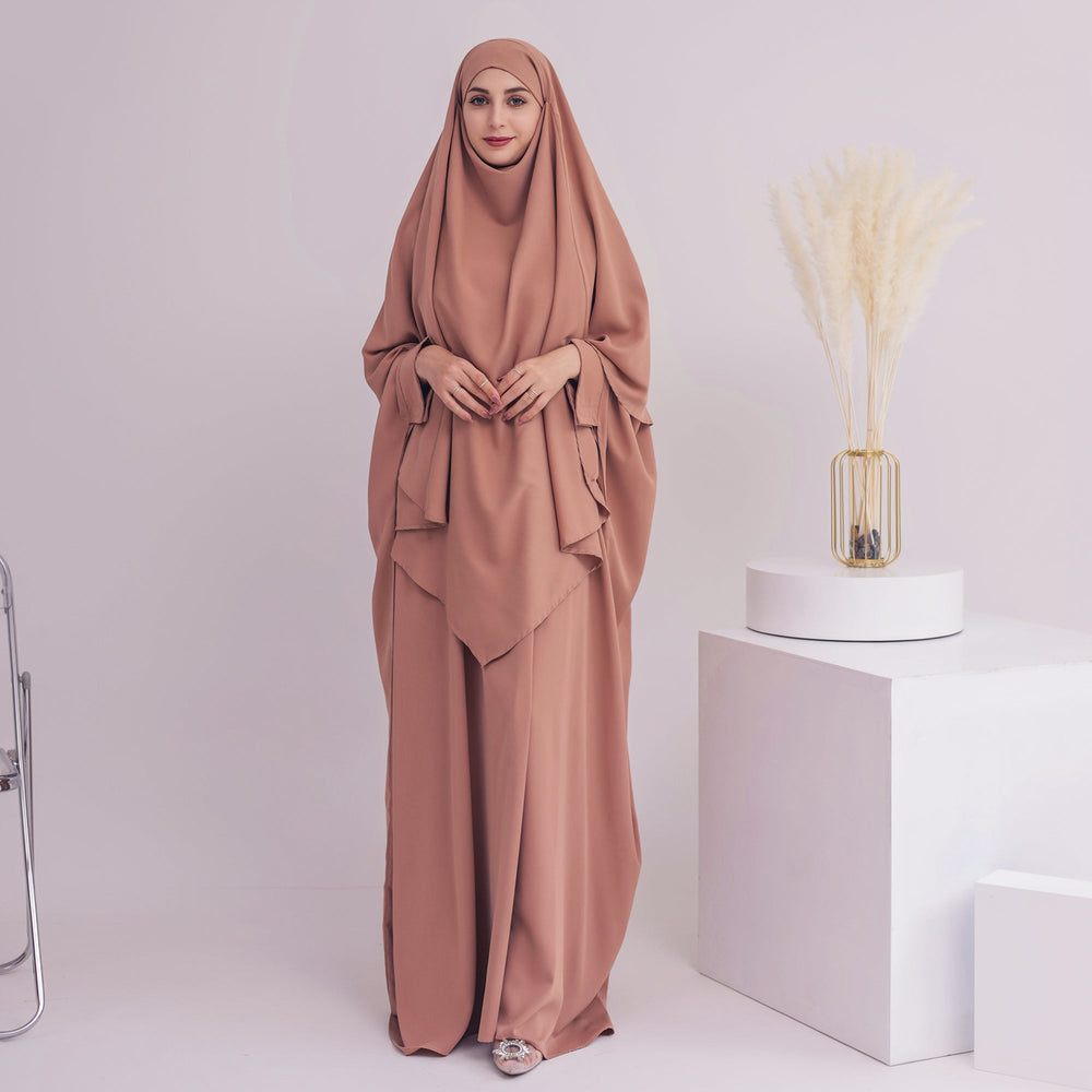 Get trendy with Amira Abaya Set - Khaki - Dresses available at Voilee NY. Grab yours for $74.90 today!