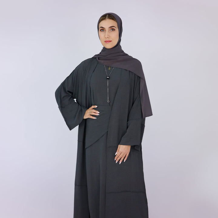 Get trendy with Aliya 3-piece Set Abaya - Gray - Dresses available at Voilee NY. Grab yours for $84.90 today!
