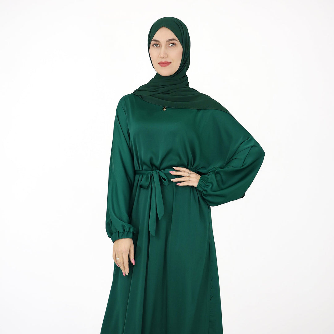 Get trendy with Basma Abaya Set - Green - Dresses available at Voilee NY. Grab yours for $59.90 today!