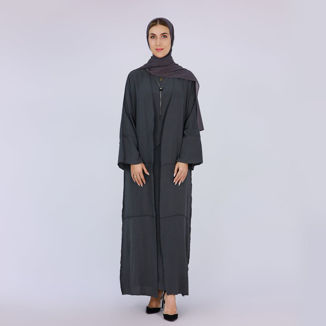 Get trendy with Aliya 3-piece Set Abaya - Gray - Dresses available at Voilee NY. Grab yours for $84.90 today!