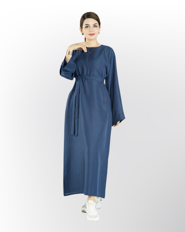 Get trendy with Elora Linen Set - Denim - Dresses available at Voilee NY. Grab yours for $99.90 today!