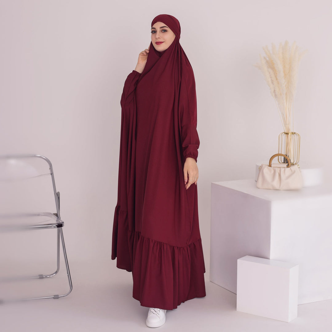 Get trendy with Anissa Jilbab - Red - Dresses available at Voilee NY. Grab yours for $74.90 today!