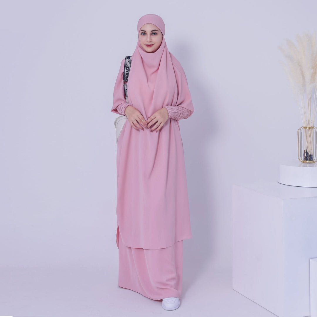 Get trendy with Haya Jilbab Set - Pink - Skirts available at Voilee NY. Grab yours for $74.90 today!