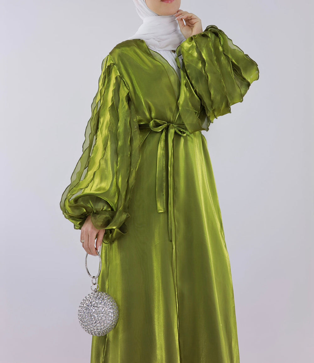 Get trendy with Bella 2-Piece Abaya Set - Green (As Is) - Dresses available at Voilee NY. Grab yours for $64.90 today!