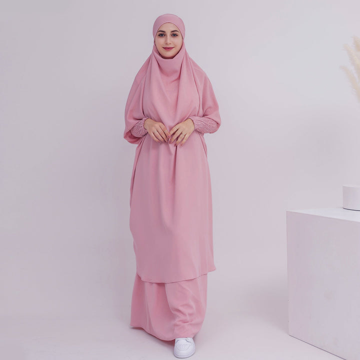 Get trendy with Haya Jilbab Set - Pink - Skirts available at Voilee NY. Grab yours for $74.90 today!