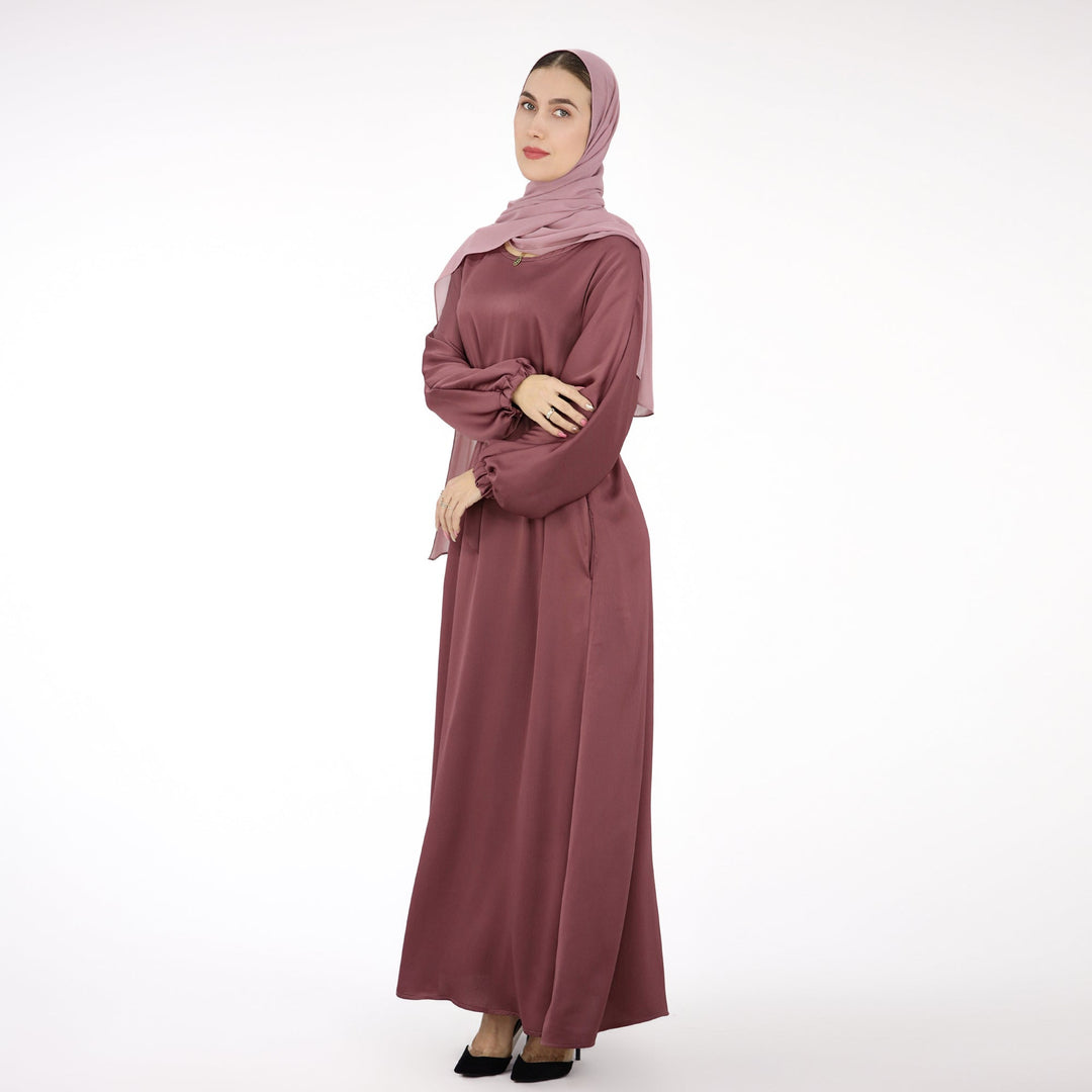 Get trendy with Basma Abaya Set - Dusty Rose - Dresses available at Voilee NY. Grab yours for $120 today!