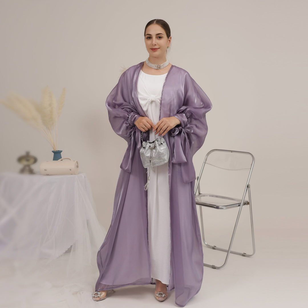 Get trendy with Najm Abaya Set - Eggplant - Dresses available at Voilee NY. Grab yours for $110 today!