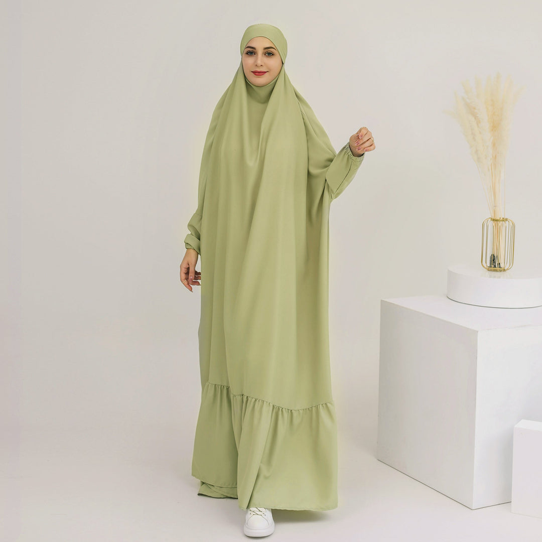 Get trendy with Anissa Jilbab - Mint - Dresses available at Voilee NY. Grab yours for $74.90 today!