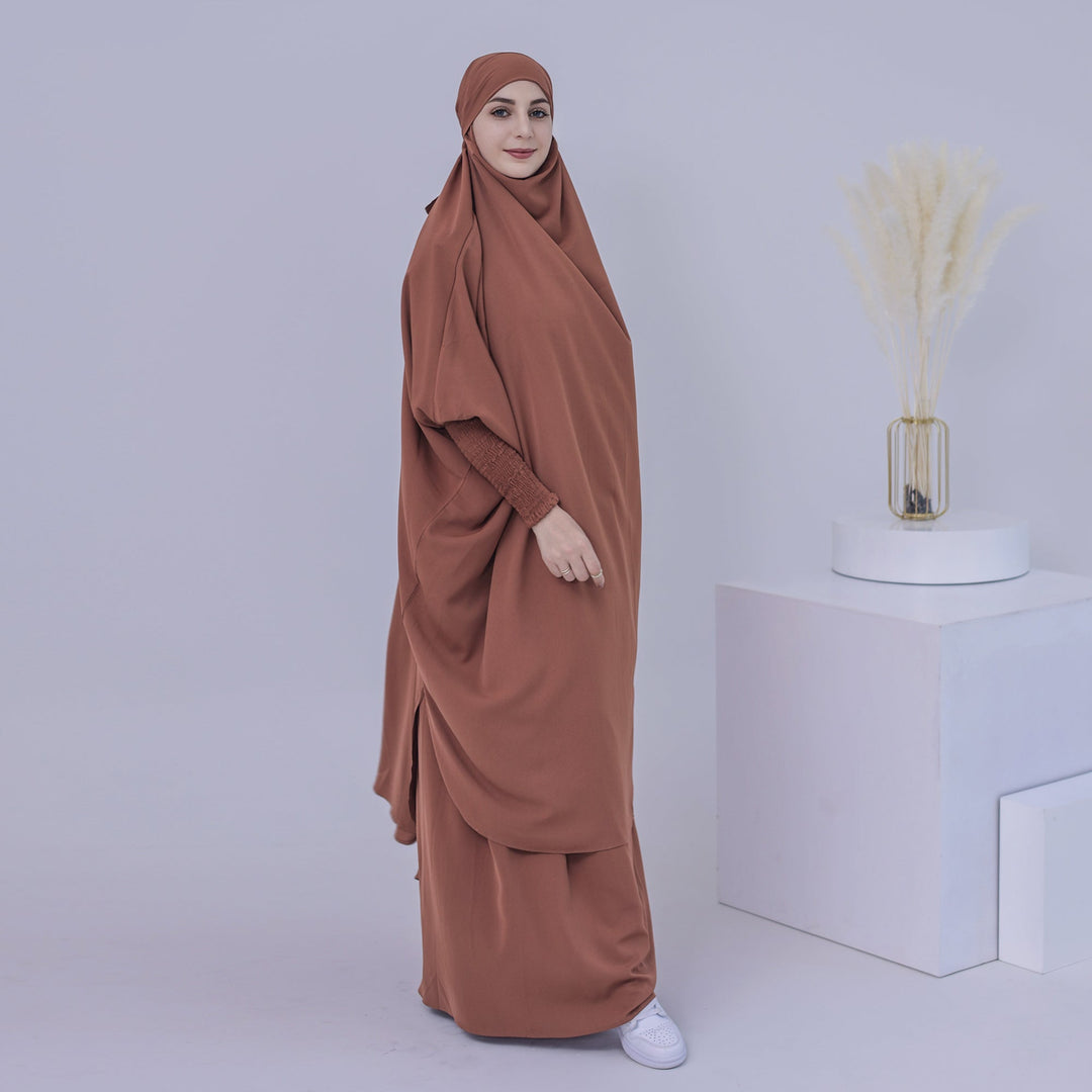 Get trendy with Haya Jilbab Set - Brown - Skirts available at Voilee NY. Grab yours for $74.90 today!