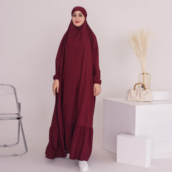 Get trendy with Anissa Jilbab - Red - Dresses available at Voilee NY. Grab yours for $74.90 today!