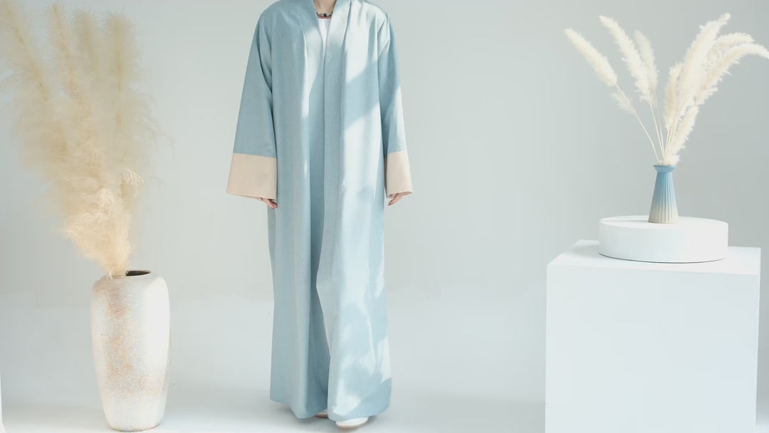 Sabrina Color-block Open Abaya - Blue