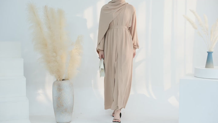 Lareina 3-piece Abaya Set - Charcoal Gray
