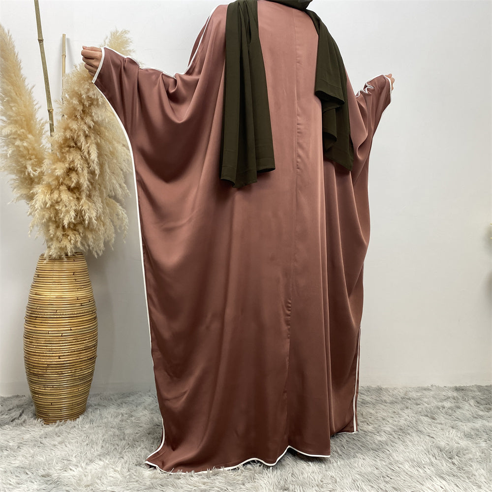 Get trendy with Bisht 2-piece Abaya Set - Brick - Dresses available at Voilee NY. Grab yours for $49.90 today!