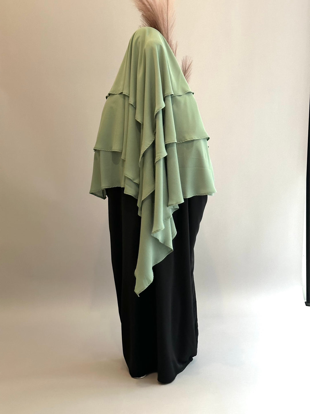 Get trendy with 3-layer Khimar - Mint -  available at Voilee NY. Grab yours for $39.99 today!