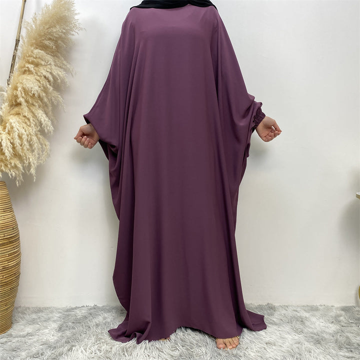 Get trendy with Larissa Butterfly Abaya - Eggplant -  available at Voilee NY. Grab yours for $59.99 today!
