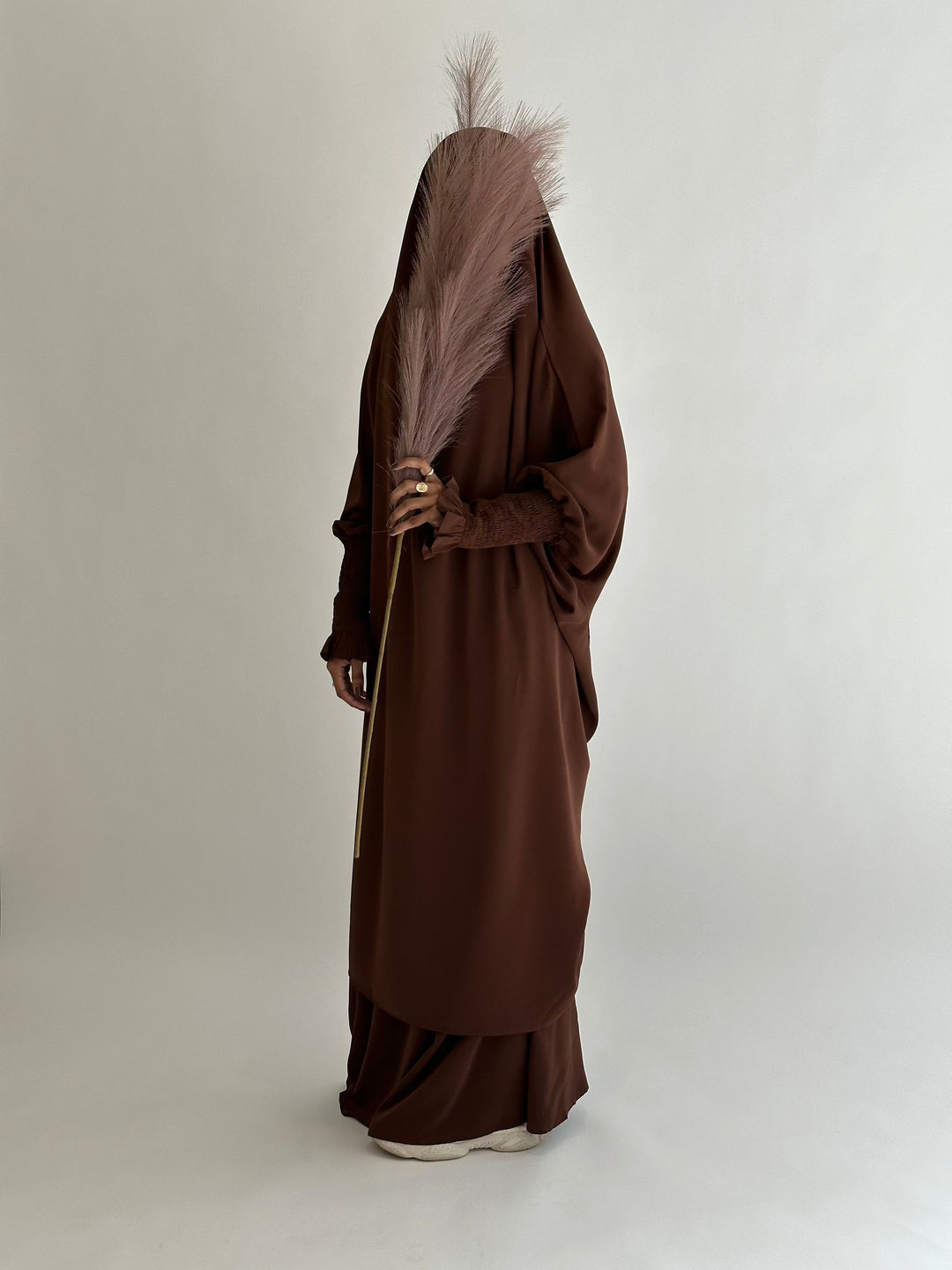 Get trendy with Medina 2-piece Jilbab - Brown -  available at Voilee NY. Grab yours for $34.90 today!