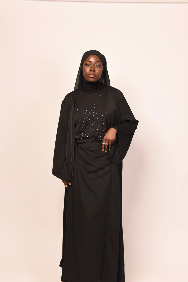 Get trendy with Inaya 4-Piece Abaya Set - Black -  available at Voilee NY. Grab yours for $54.90 today!
