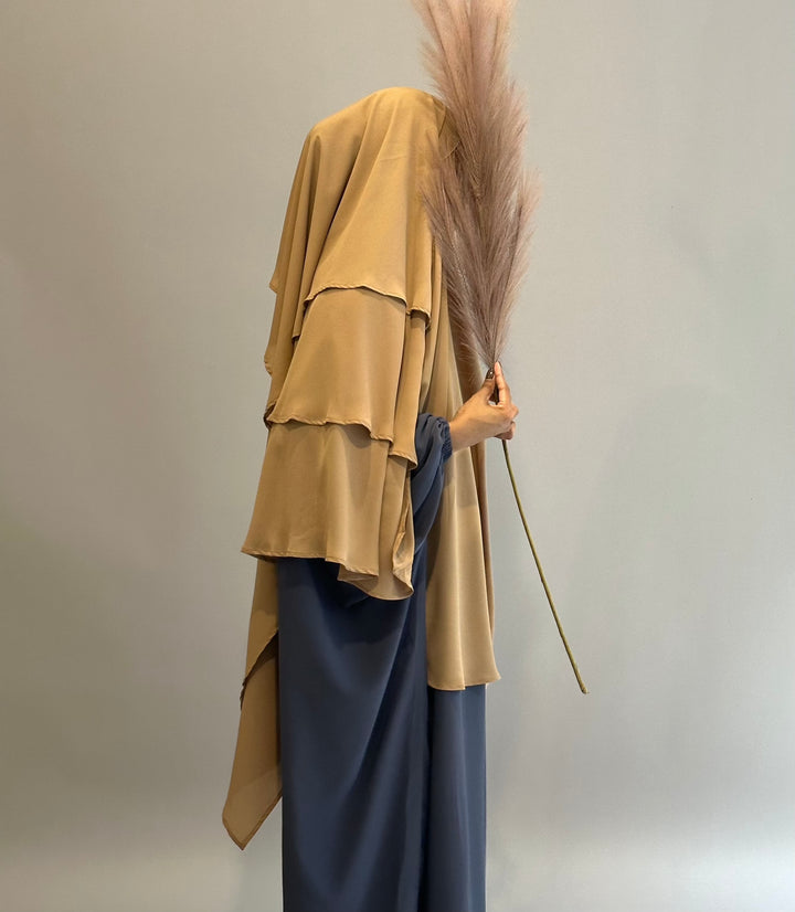 Get trendy with 3-layer Khimar - Camel -  available at Voilee NY. Grab yours for $39.99 today!