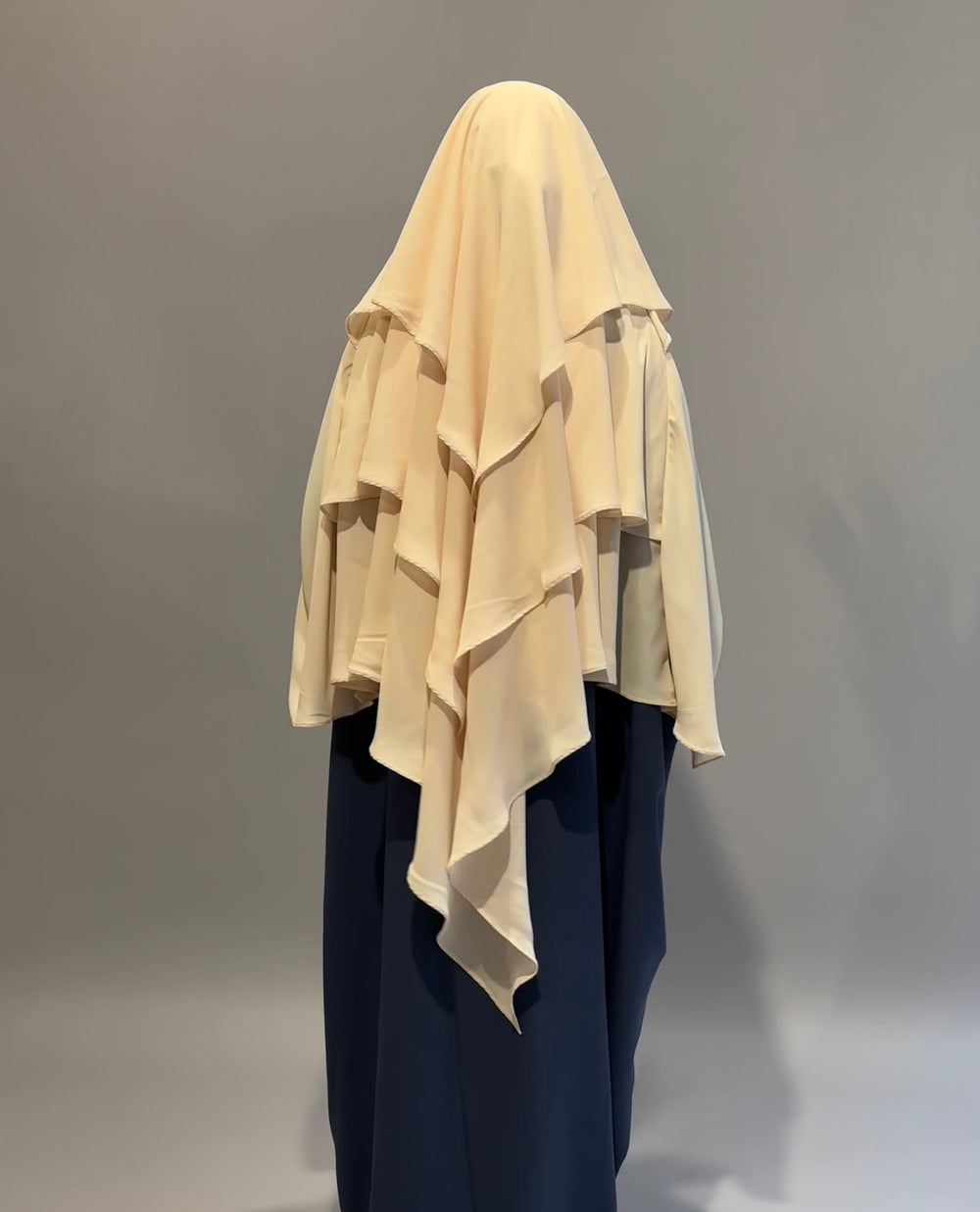 Get trendy with 3-layer Khimar - Beige -  available at Voilee NY. Grab yours for $39.99 today!