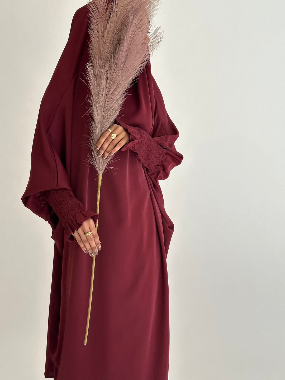 Get trendy with Medina 2-piece Jilbab - Wine -  available at Voilee NY. Grab yours for $34.90 today!