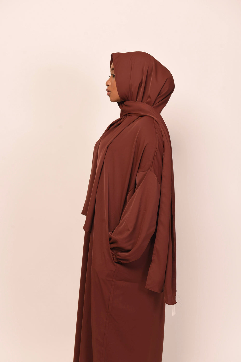 Get trendy with Salima Abaya With Hijab - Brown -  available at Voilee NY. Grab yours for $29.99 today!