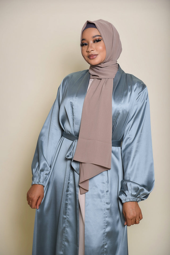 Get trendy with Julissa Satin Duster - Light Blue - Dresses available at Voilee NY. Grab yours for $34.99 today!