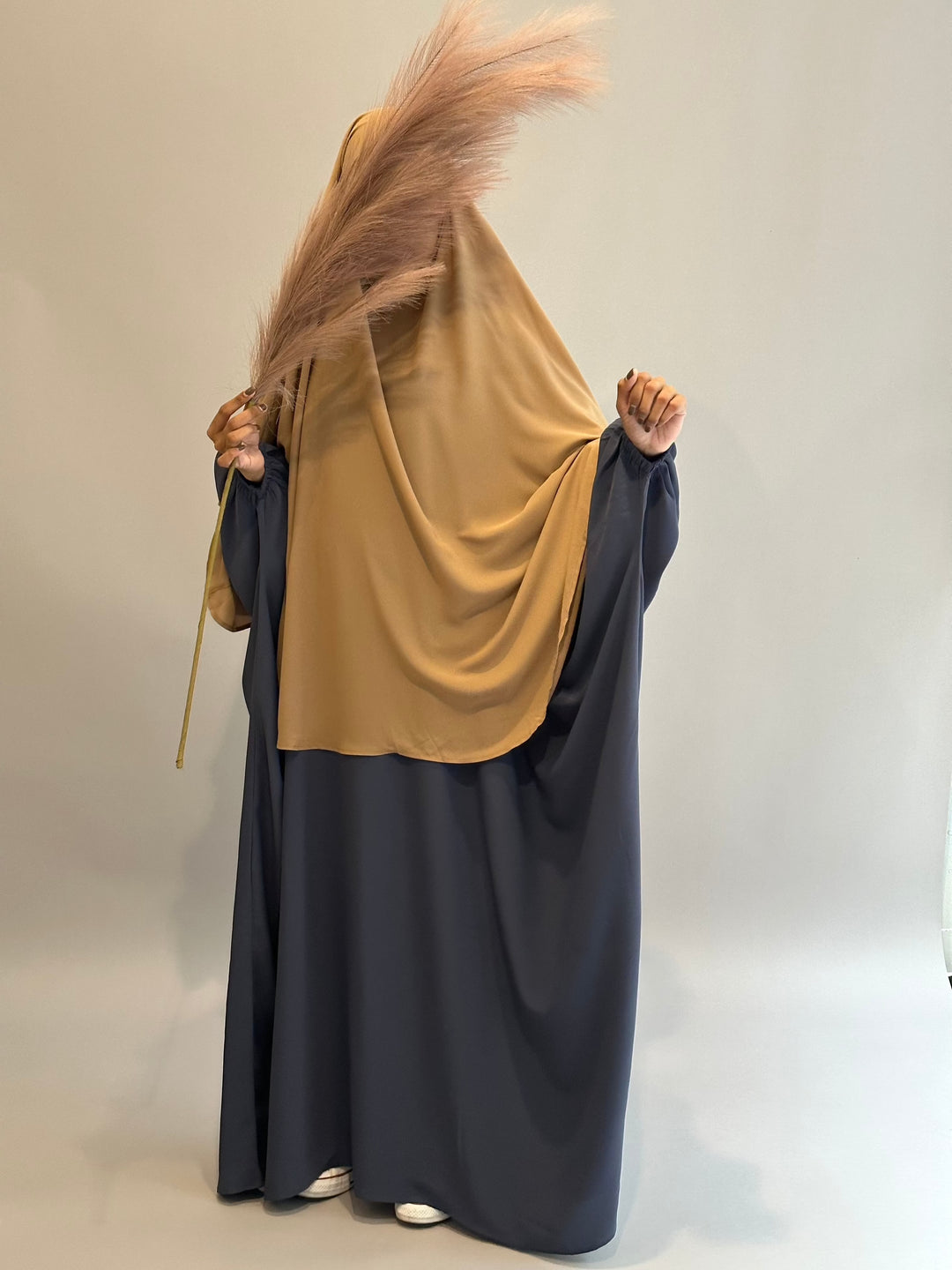 Get trendy with 3-layer Khimar - Camel -  available at Voilee NY. Grab yours for $39.99 today!