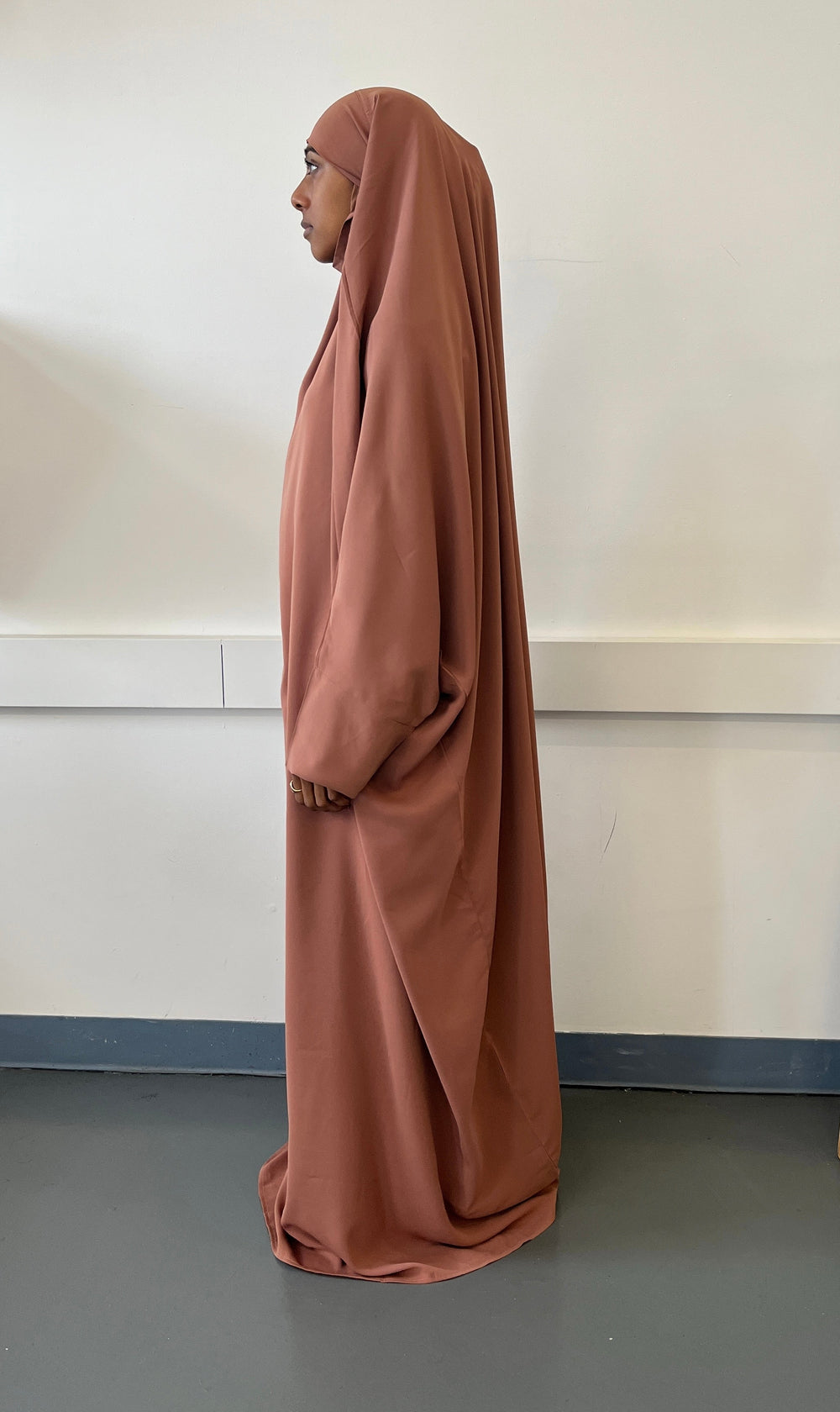 Get trendy with Sarah Niqab Jilbab - Brown Cinnamon -  available at Voilee NY. Grab yours for $17.99 today!