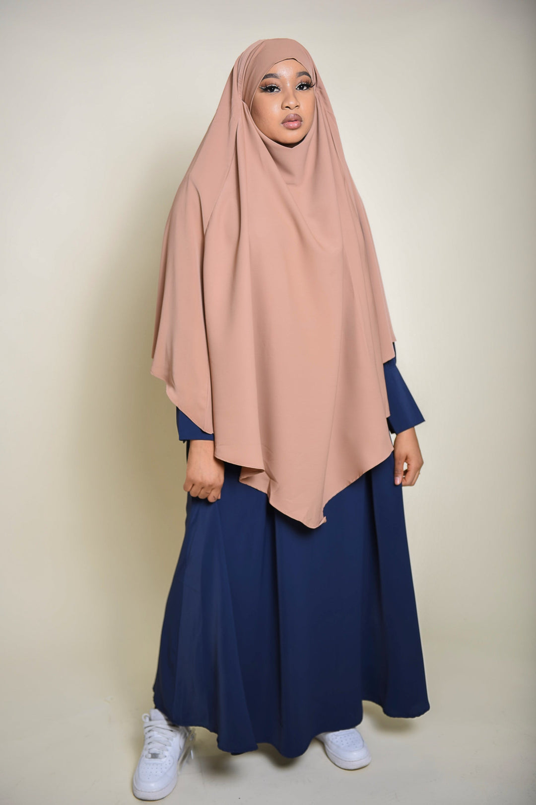 Get trendy with Diamond Khimar Beige - Hijab available at Voilee NY. Grab yours for $34.99 today!