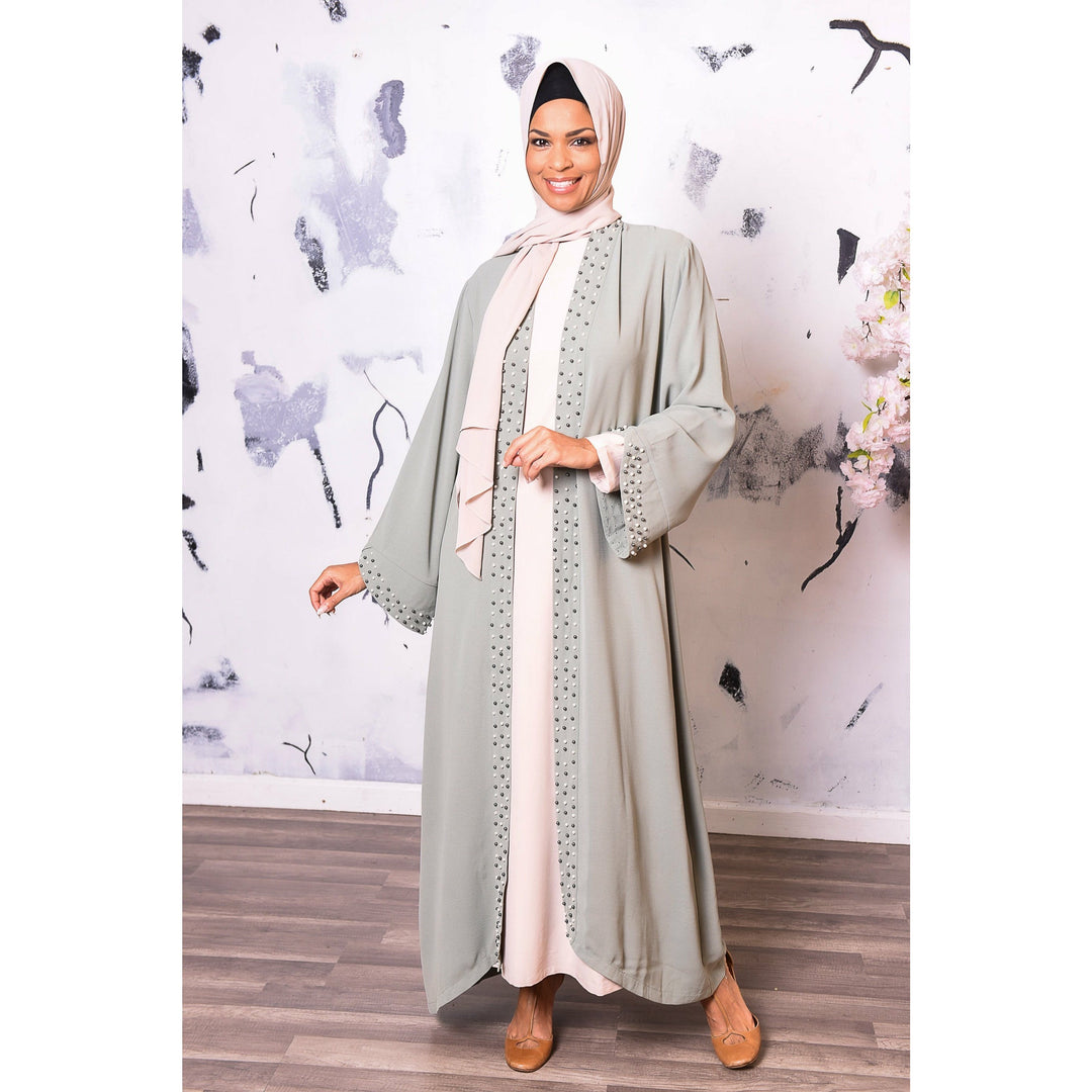 Get trendy with Miyuki Abaya - Sage -  available at Voilee NY. Grab yours for $54.99 today!