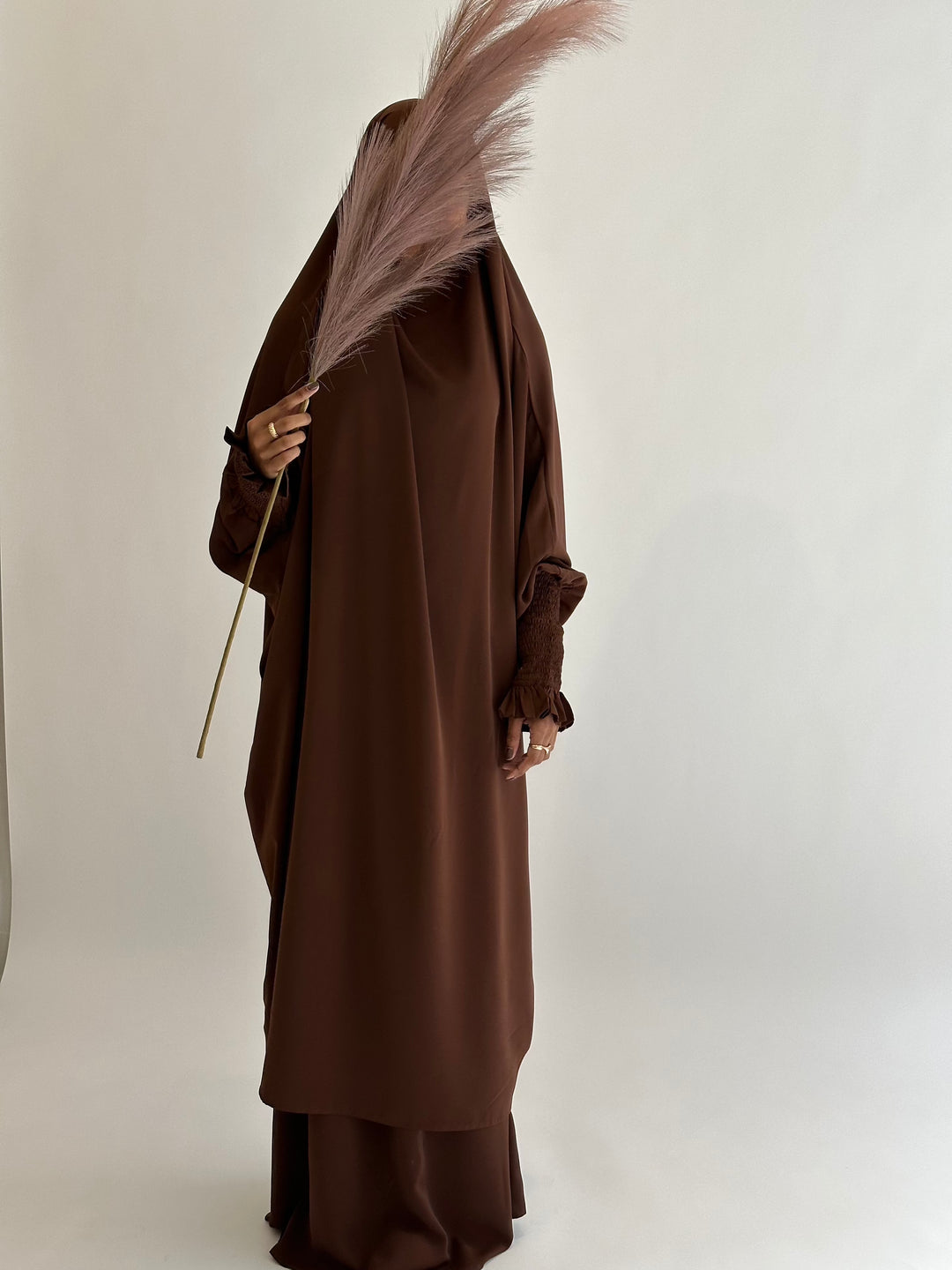 Get trendy with Medina 2-piece Jilbab - Brown -  available at Voilee NY. Grab yours for $34.90 today!