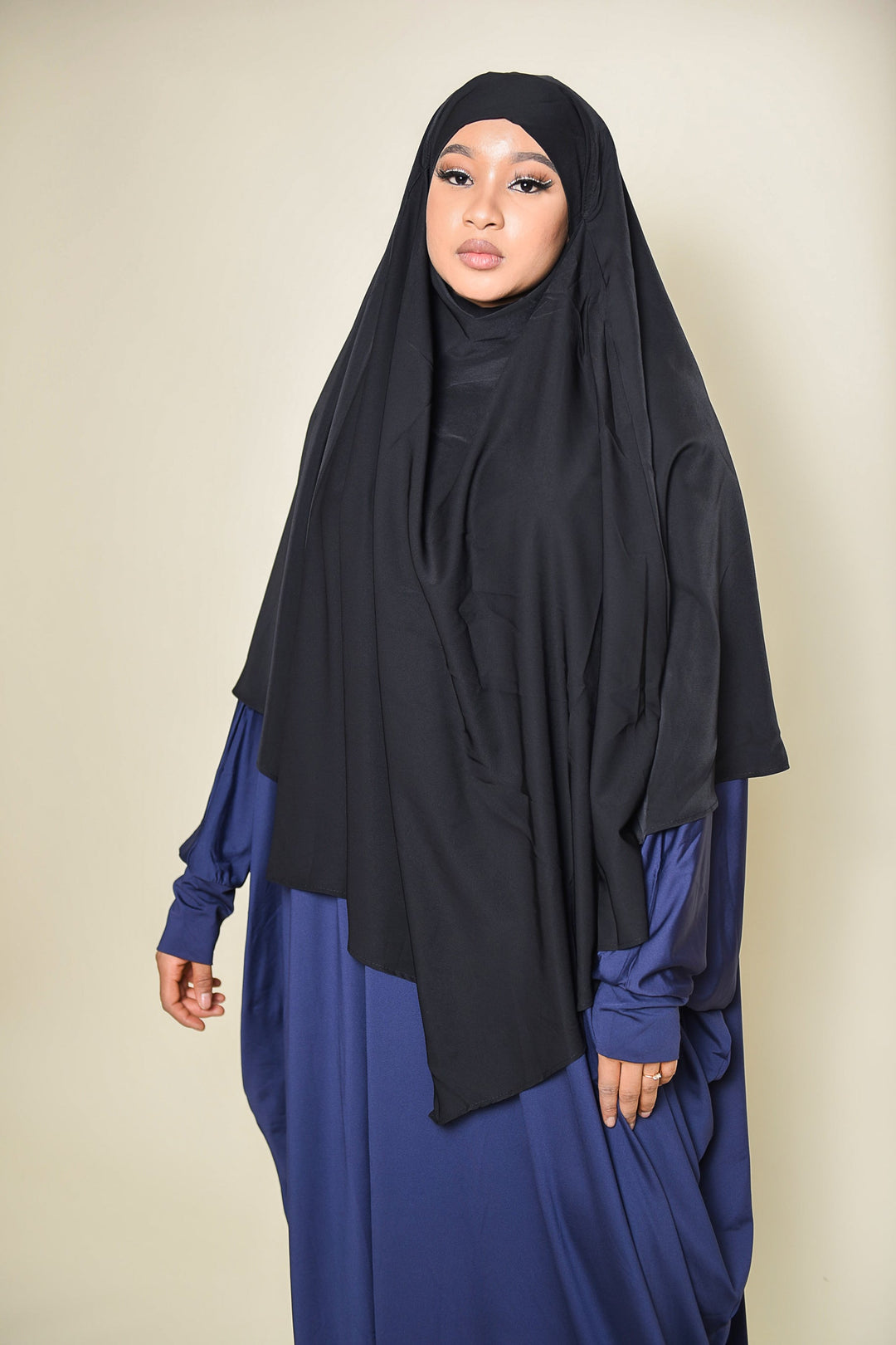 Get trendy with Diamond Khimar Black - Hijab available at Voilee NY. Grab yours for $34.99 today!
