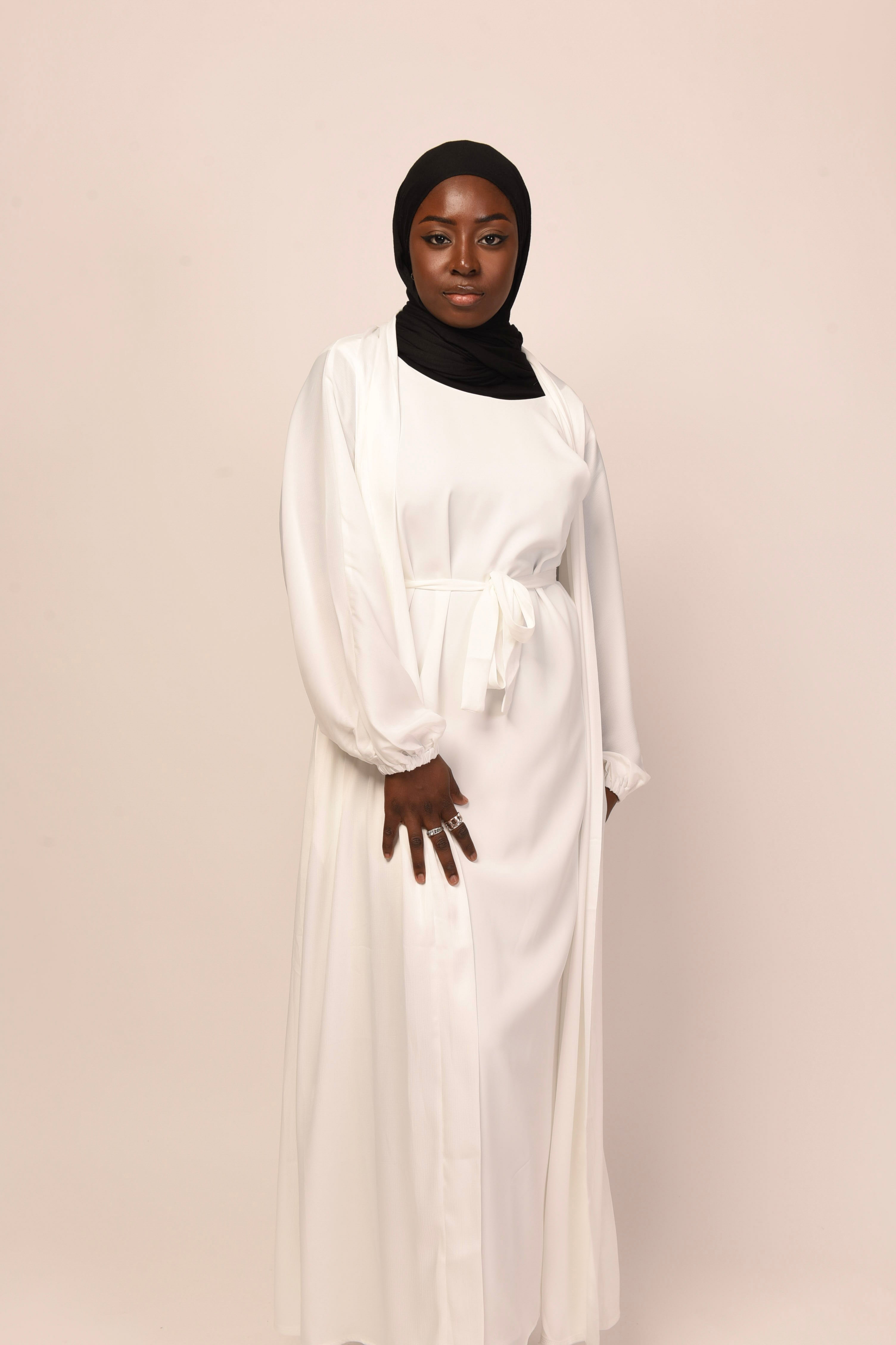 White on sale open abaya