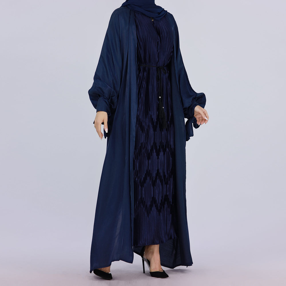 Deema 2-Piece Abaya Set - Midnight Blue Dresses from Voilee NY
