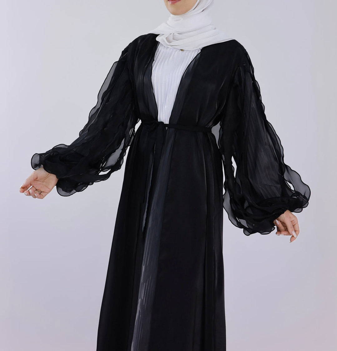 Get trendy with Bella 2-Piece Abaya Set - Black - Dresses available at Voilee NY. Grab yours for $120 today!
