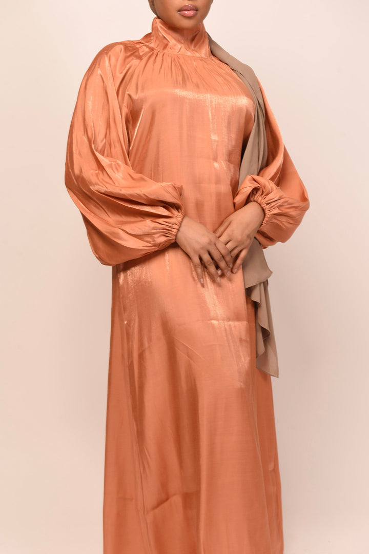 Get trendy with Eliza High-Neck Dress - Rust -  available at Voilee NY. Grab yours for $14.99 today!