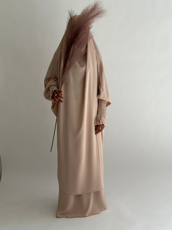 Get trendy with Medina 2-piece Jilbab - cream -  available at Voilee NY. Grab yours for $34.90 today!