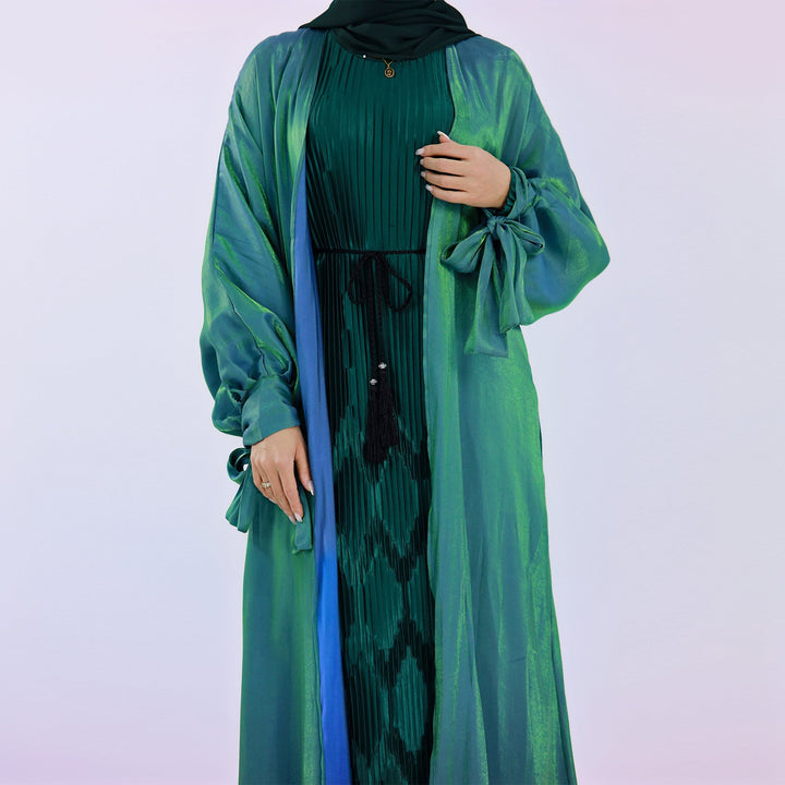 Get trendy with Deema 2-Piece Abaya Set - Green - Dresses available at Voilee NY. Grab yours for $120 today!