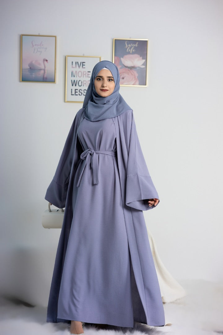 Get trendy with Lea 2-Piece Abaya Set - Steel -  available at Voilee NY. Grab yours for $74.90 today!