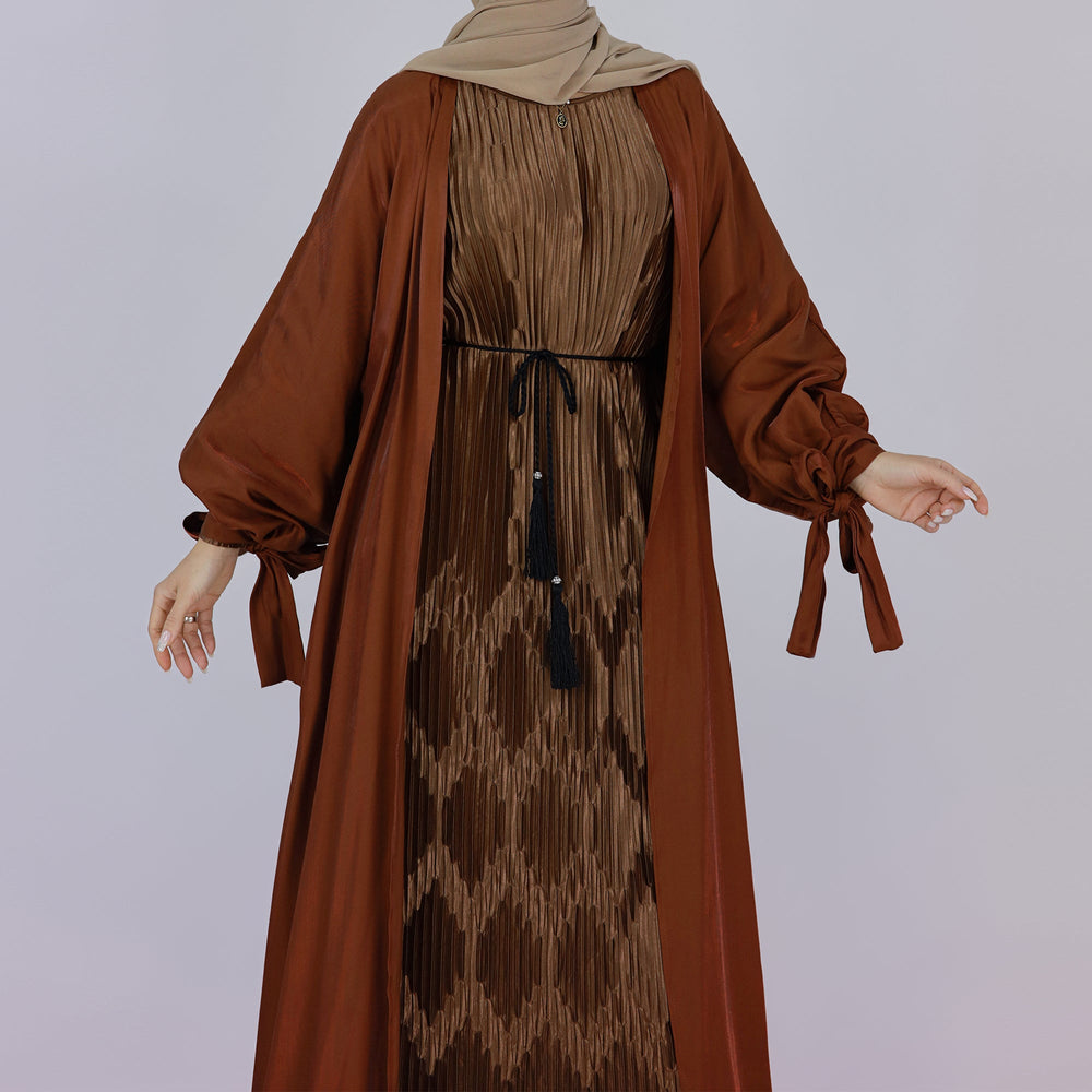 Deema 2-Piece Abaya Set - Brown Dresses from Voilee NY