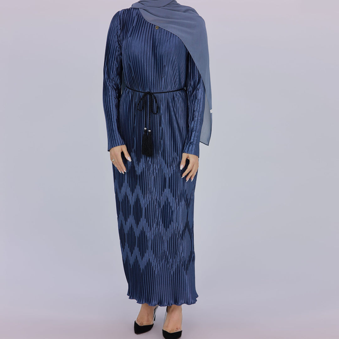 Get trendy with Deema 2-Piece Abaya Set - Slate Gray - Dresses available at Voilee NY. Grab yours for $120 today!