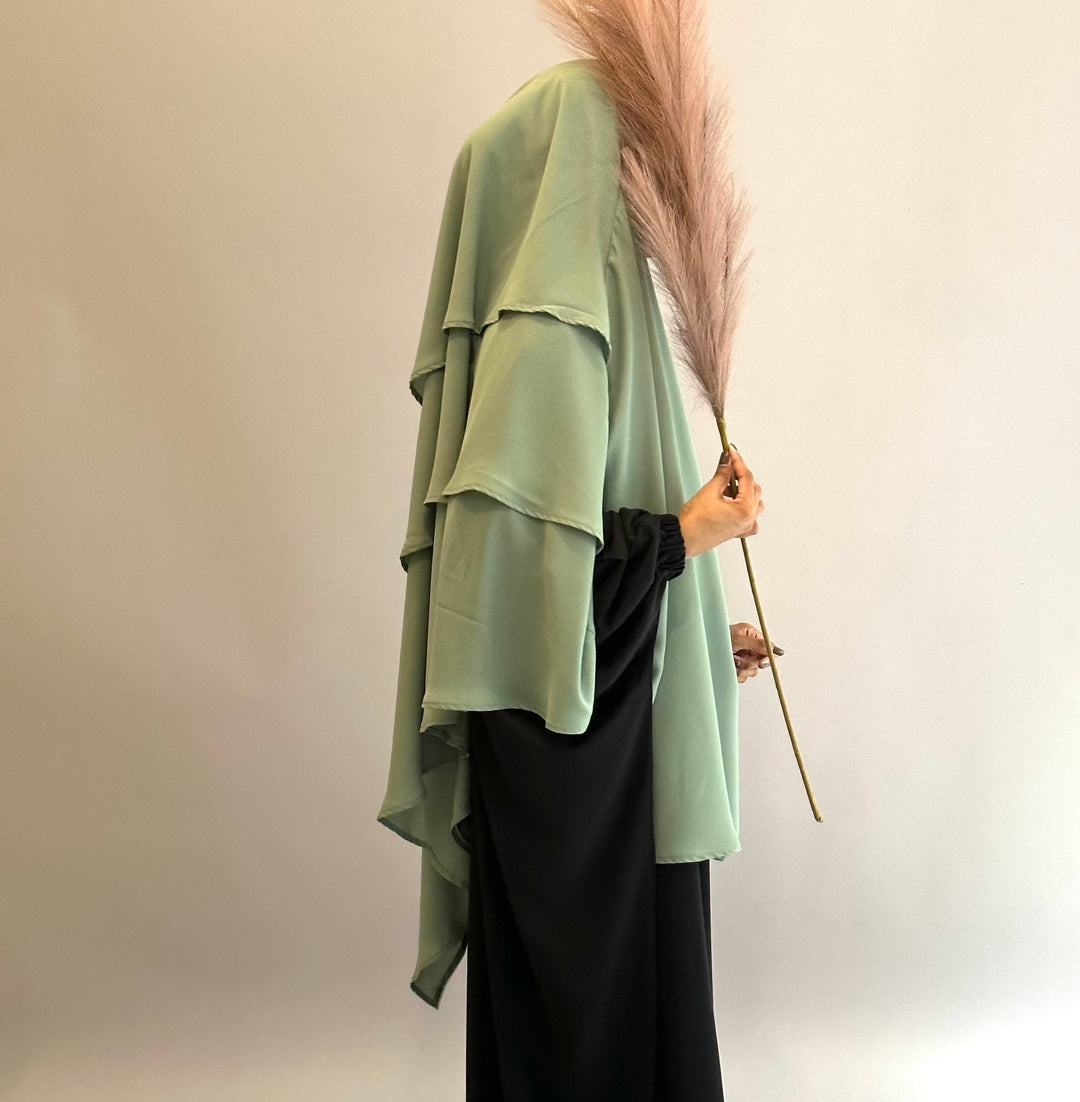 Get trendy with 3-layer Khimar - Mint -  available at Voilee NY. Grab yours for $39.99 today!