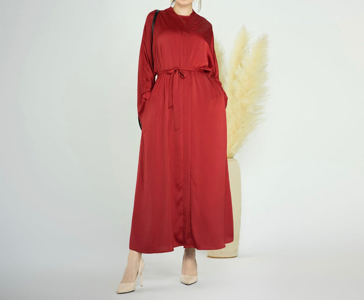 Get trendy with Raïssa 2-Piece Abaya Set - Red -  available at Voilee NY. Grab yours for $110 today!