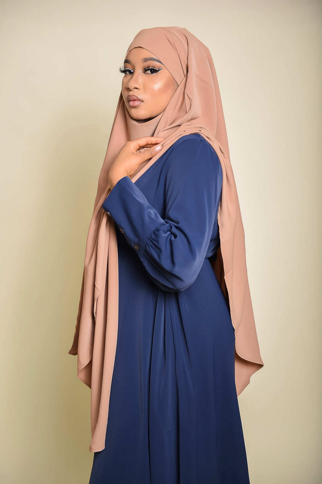 Get trendy with Diamond Khimar Beige - Hijab available at Voilee NY. Grab yours for $34.99 today!