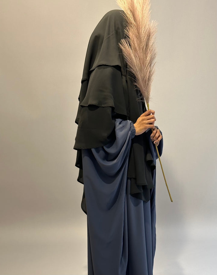 Get trendy with 3-layer Khimar - Black -  available at Voilee NY. Grab yours for $39.99 today!