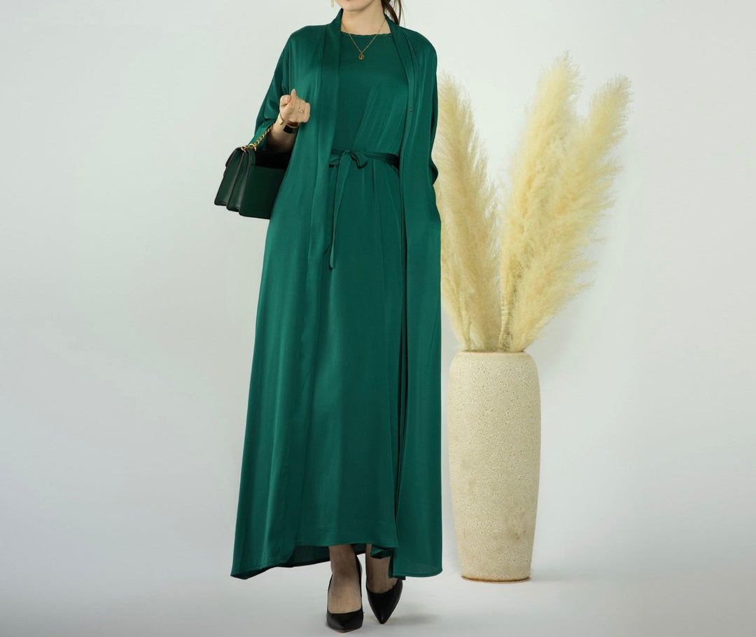 Get trendy with Raïssa 2-Piece Abaya Set - Green -  available at Voilee NY. Grab yours for $110 today!